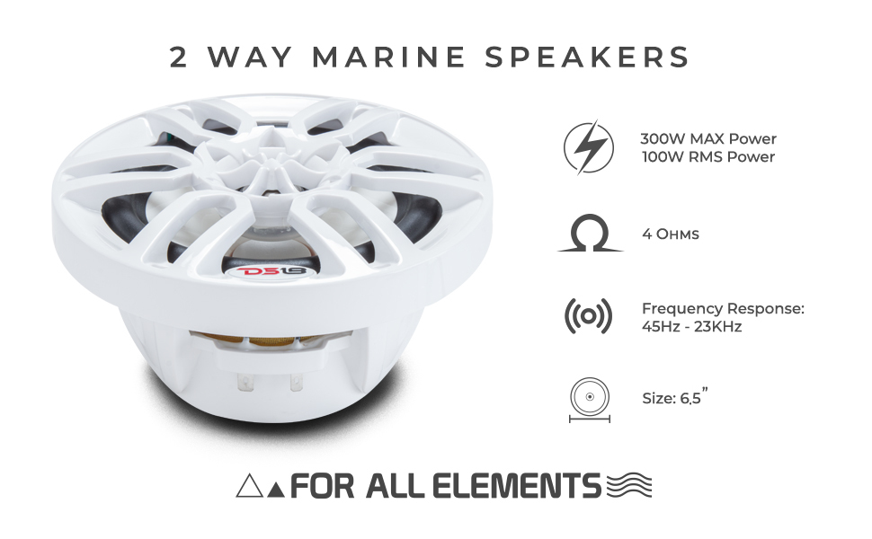NXL 6.5" 2-Way Coaxial Marine Speaker with LED RGB Lights | 100W RMS 4-Ohm - DS18