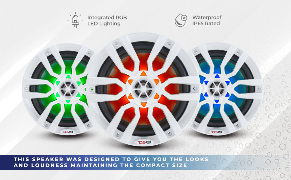 NXL 8" 2-Way Coaxial Marine Speaker with LED RGB Lights | 125W RMS 4-Ohm - DS18