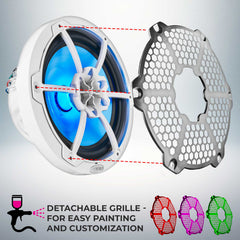 NXL 8" 2-Way Coaxial Marine Speaker With LED RGB Lights 125 Watts Rms 4-Ohm - DS18