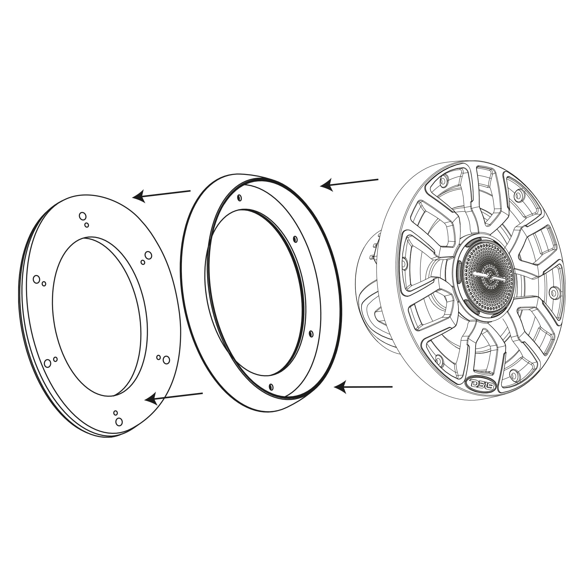 7.7” Marine Speaker Ring Adapter - Fits 6.5" NXL & CF Speakers - DS18