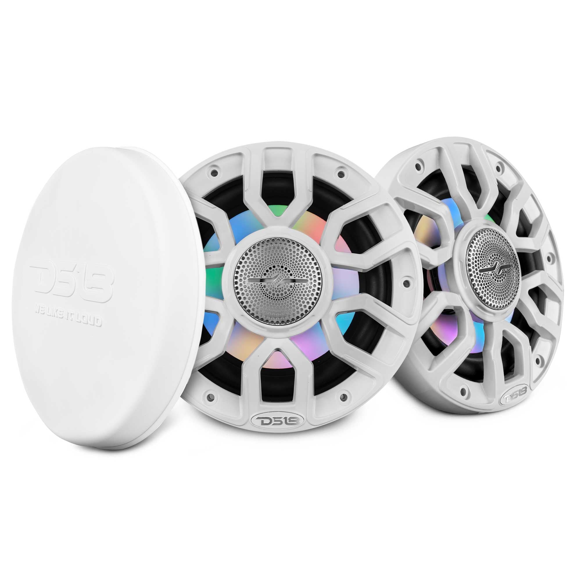 NXL 6.5" 2-Way Coaxial Marine Speaker with Bullet Tweeter and Digital Led Lights | 150W RMS 4-Ohm - DS18