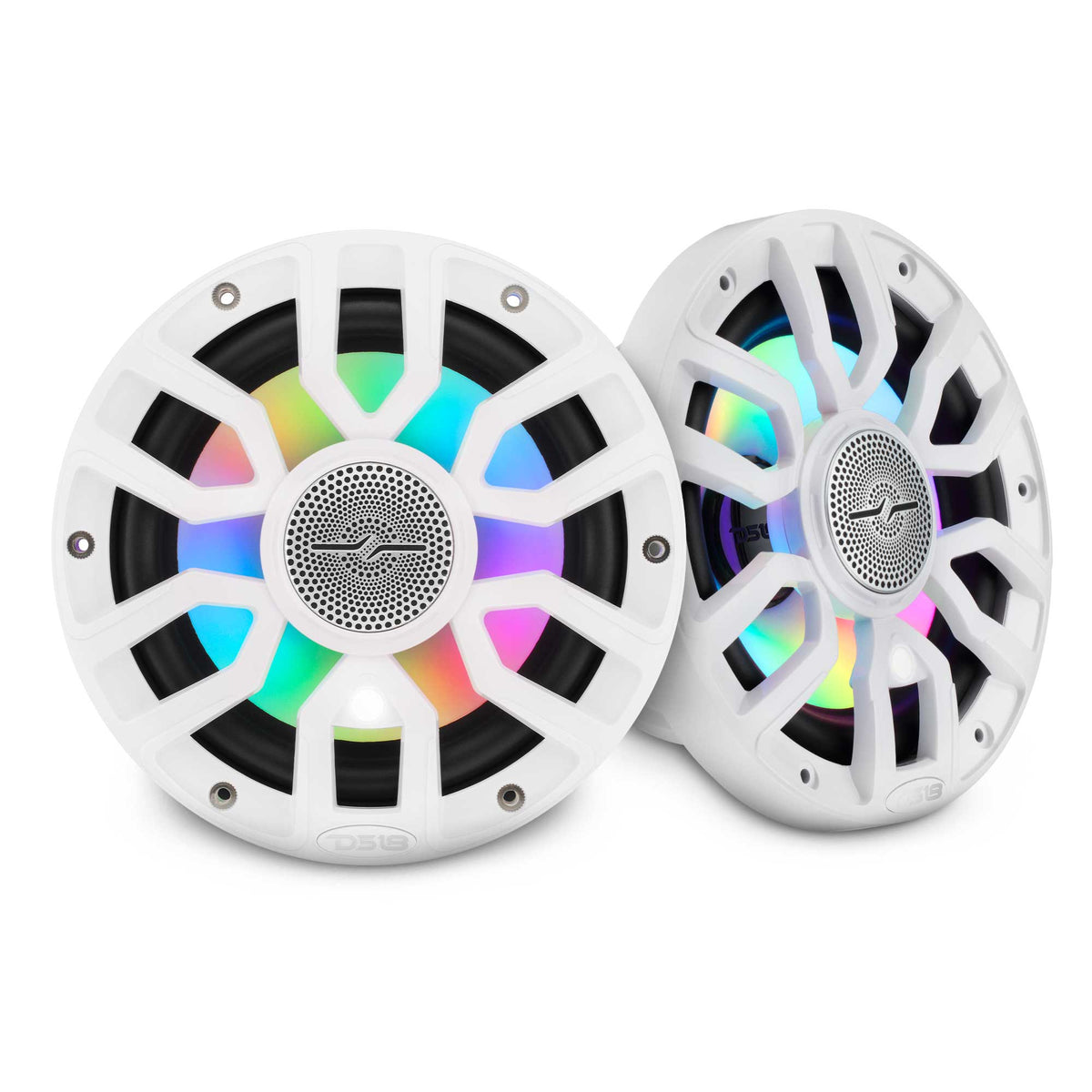NXL 7.7” 2-Way Coaxial Marine Speaker with Bullet Tweeter, Digital LED Lights & White Deck LED | 175W RMS 4-Ohm - DS18