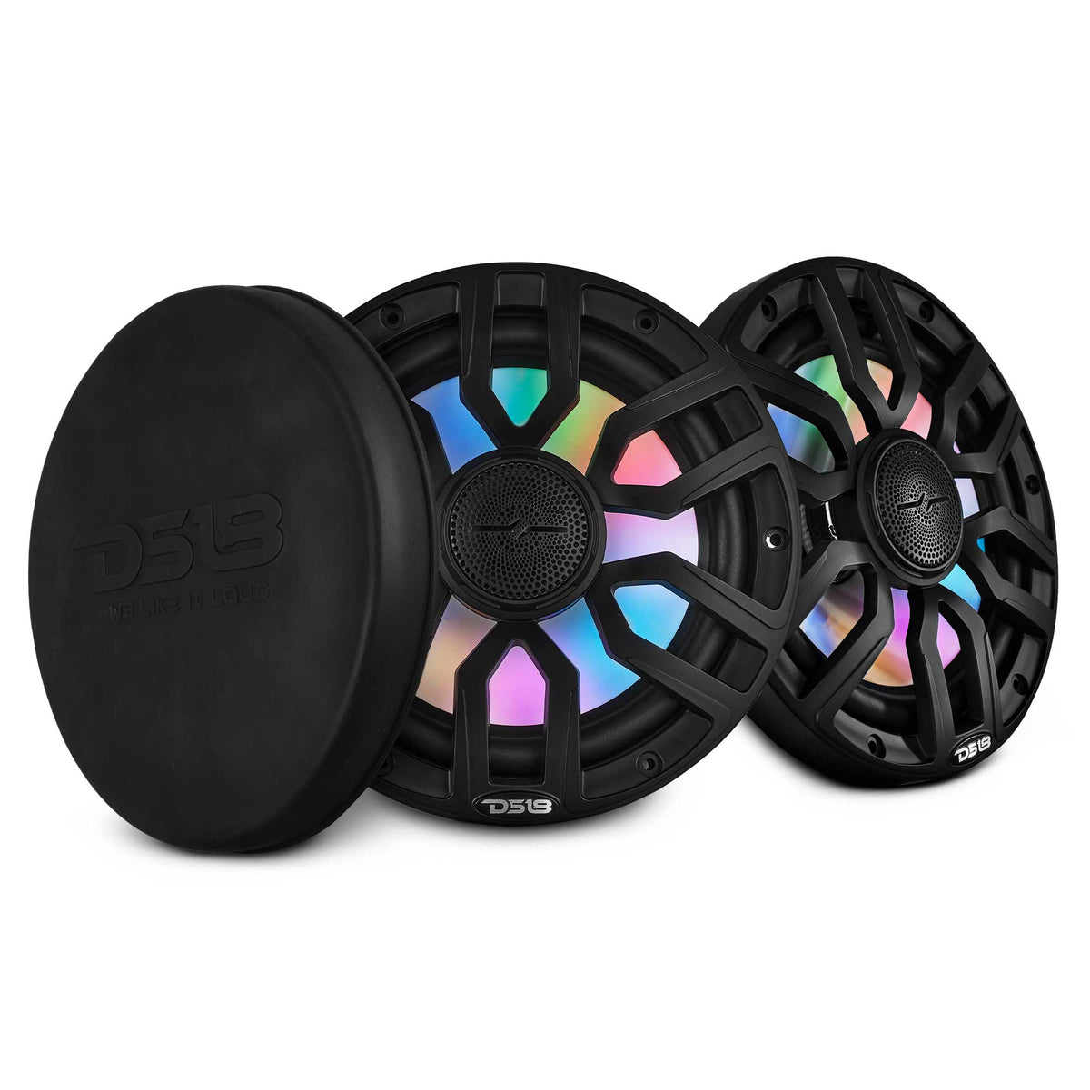 NXL 8" 2-Way Coaxial Marine Speaker with Bullet Tweeter and Digital Led Lights | 175W RMS 4-Ohm - DS18