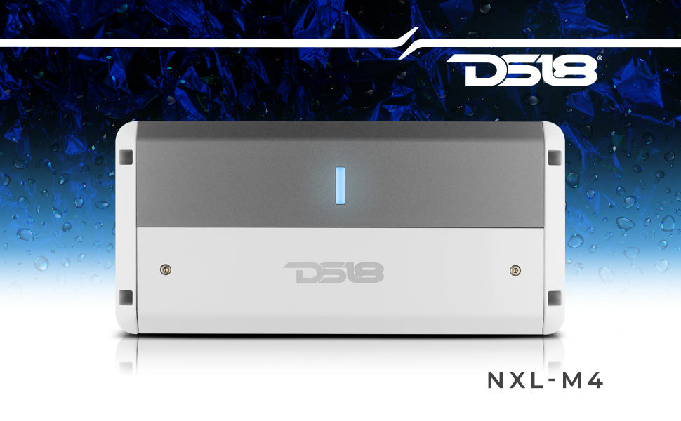 NXL 4-Channel Full-Range Class D IPX5 Marine Amplifier | 4 x 150W RMS @ 4-Ohm - DS18