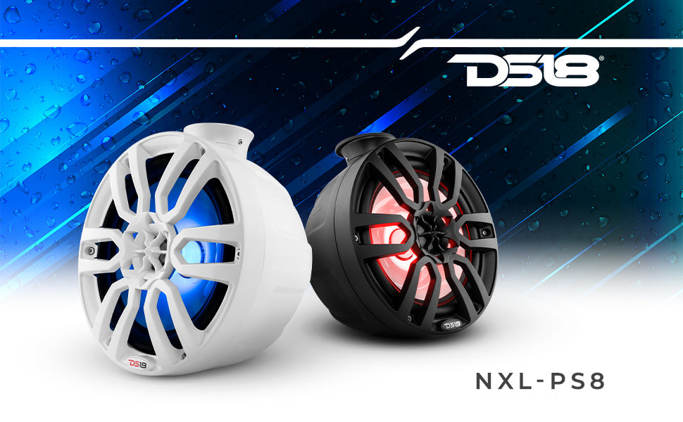 NXL 8" Pod 375W Speaker with Integrated RGB LED Lights (Pair) - Perfect for Jet Skis - DS18