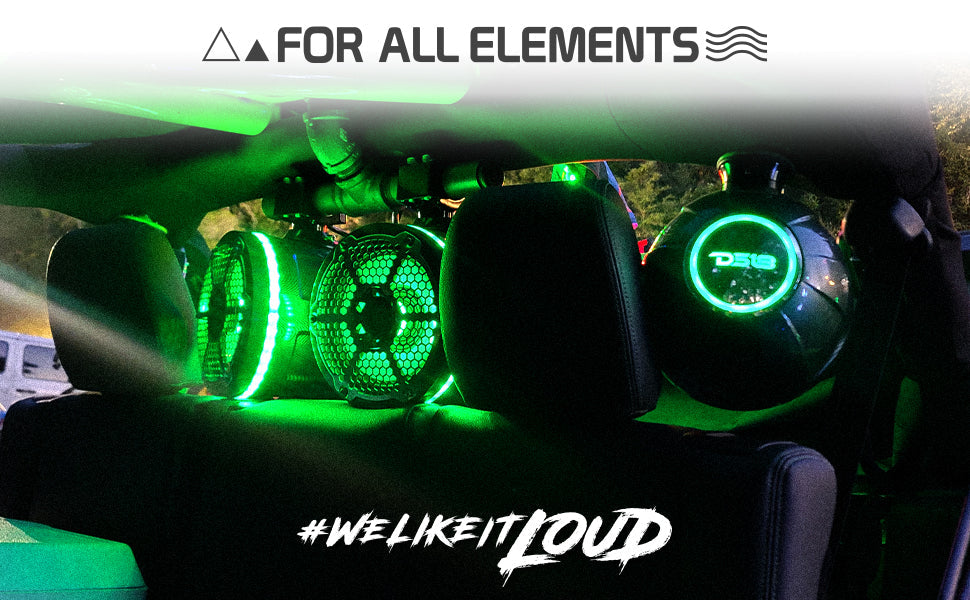 NXL 8" Pod 375W Speaker with Integrated RGB LED Lights (Pair) - Perfect for Jet Skis - DS18