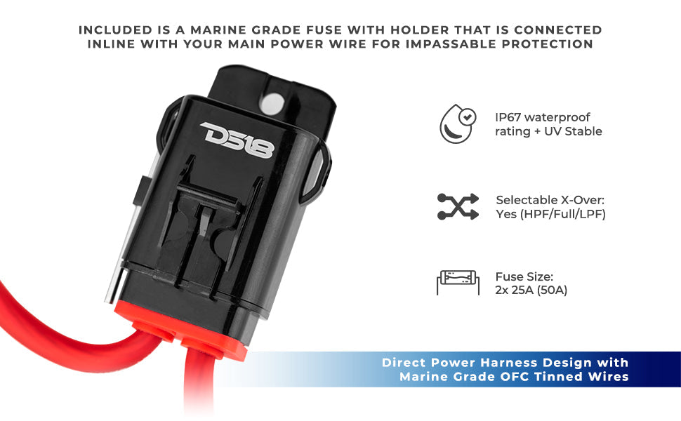 NXL 2-Channel Full-Range Class D IP67 Marine and Powersports Amplifier 2 x 180 Watts Rms @ 4-Ohm - DS18