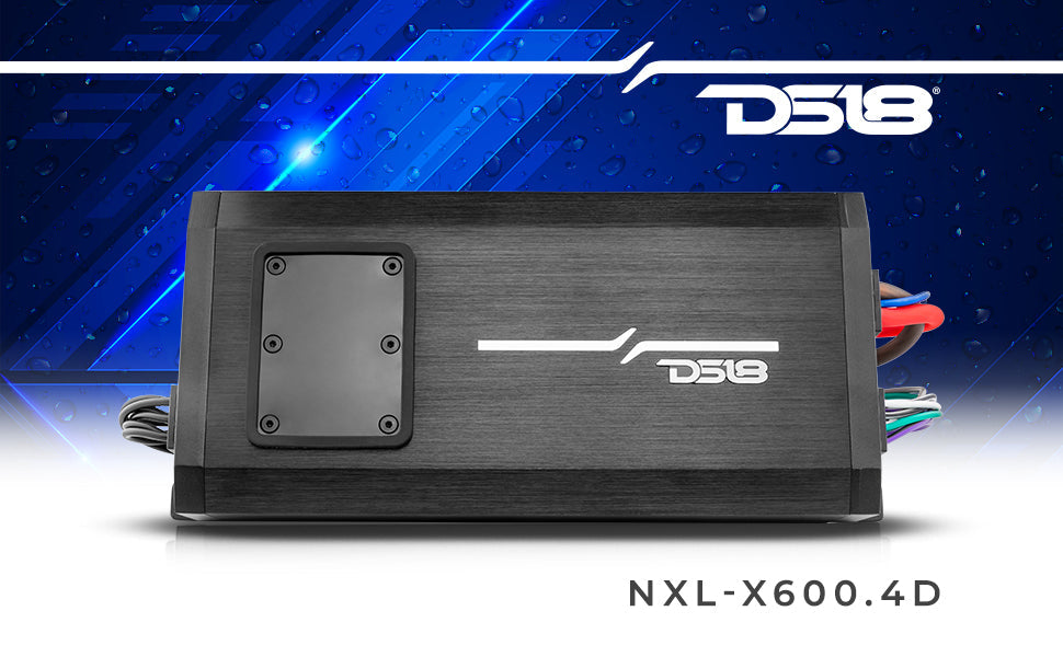 NXL 4-Channel Full-Range Class D IP67 Marine and Powersports Amplifier 4 x 150 Watts Rms @ 4-Ohm - DS18