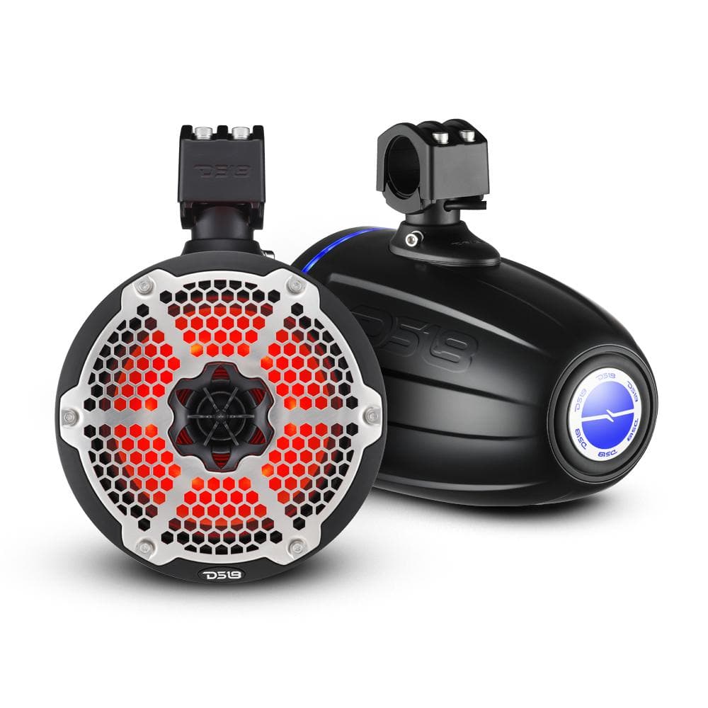 DS18 Better Marine Stereo Package 2 x 8” Speaker Tower | 1 x 2 Ch Amplifier | 1 x MOFCKIT8 and 1 x LED-BTC - DS18