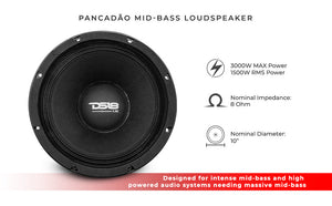 PANCADÃO Mid-Bass Loudspeaker 10" 1500 Watts Rms 8-Ohm - DS18