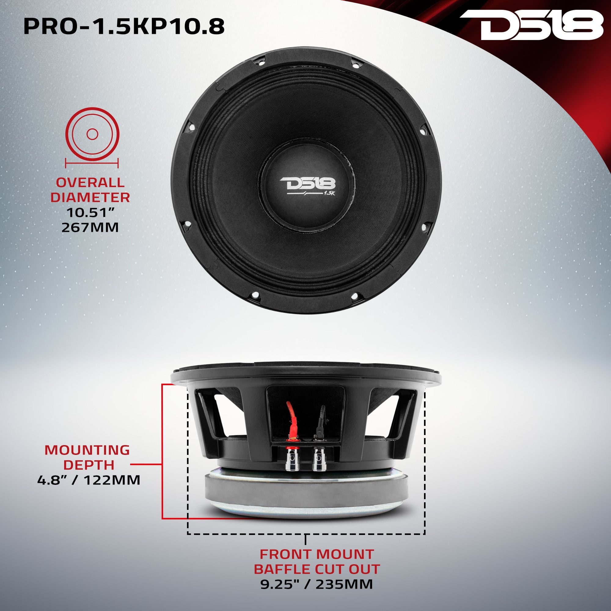 PANCADÃO Mid-Bass Loudspeaker 10" 1500 Watts Rms 8-Ohm - DS18