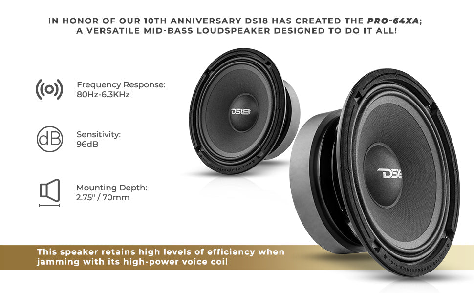 10th Anniversary Edition 6.5" Mid-Bass Loudspeaker 250 Watts Rms 4-Ohm - DS18