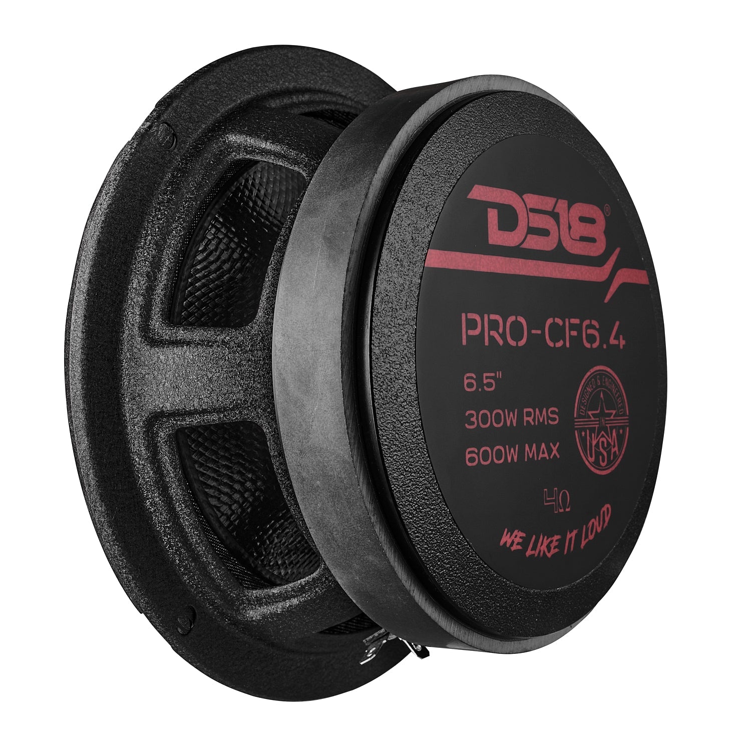 6.5” Motorcycle & Motorsports Loudspeaker With Water Resistant Carbon Fiber Cone | 4-Ohm 300W RMS - DS18