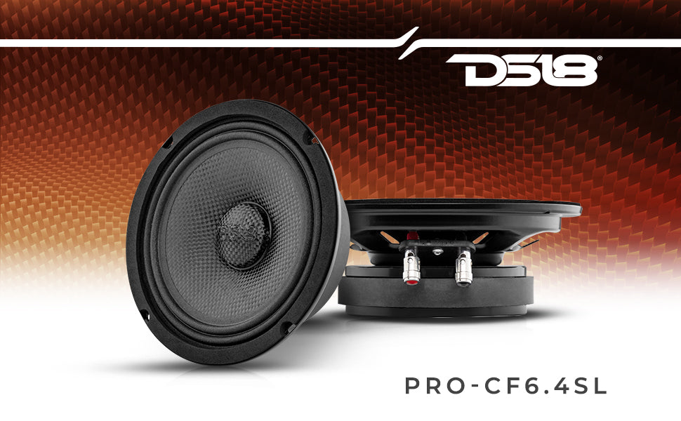 PRO 6.5” Shallow Mid-Bass Loudspeaker with Carbon Fiber Water-Resistant Cone | 250W RMS 4-Ohm - DS18