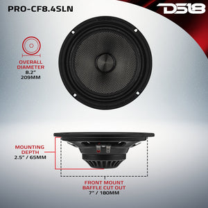 8” Slim Motorcycle & Motorsports Loudspeaker With Neodymium Magnet and Water Resistant Carbon Fiber Cone | 200W RMS 4-Ohm