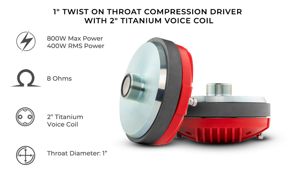 1" Throat Twist on Driver 400 Watts 2" Titanium Vc 8-Ohm - DS18