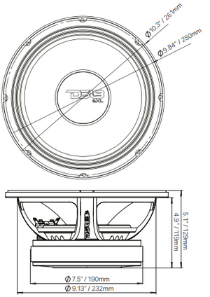 PRO EXL 10" Mid-Bass Loudspeaker 600 Watts Rms 4-Ohm - DS18