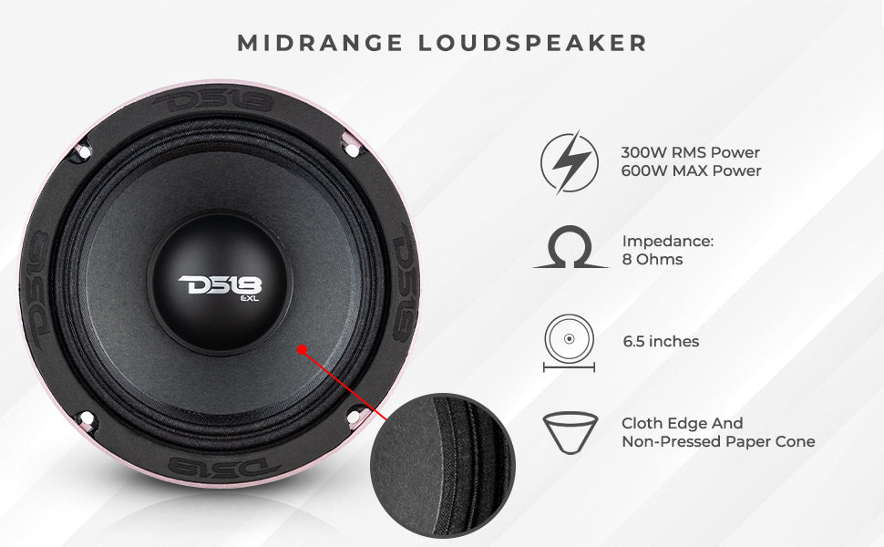 PRO-EXL 6.5" Mid-Range Loudspeaker 300 Watts Rms 8-Ohm - DS18