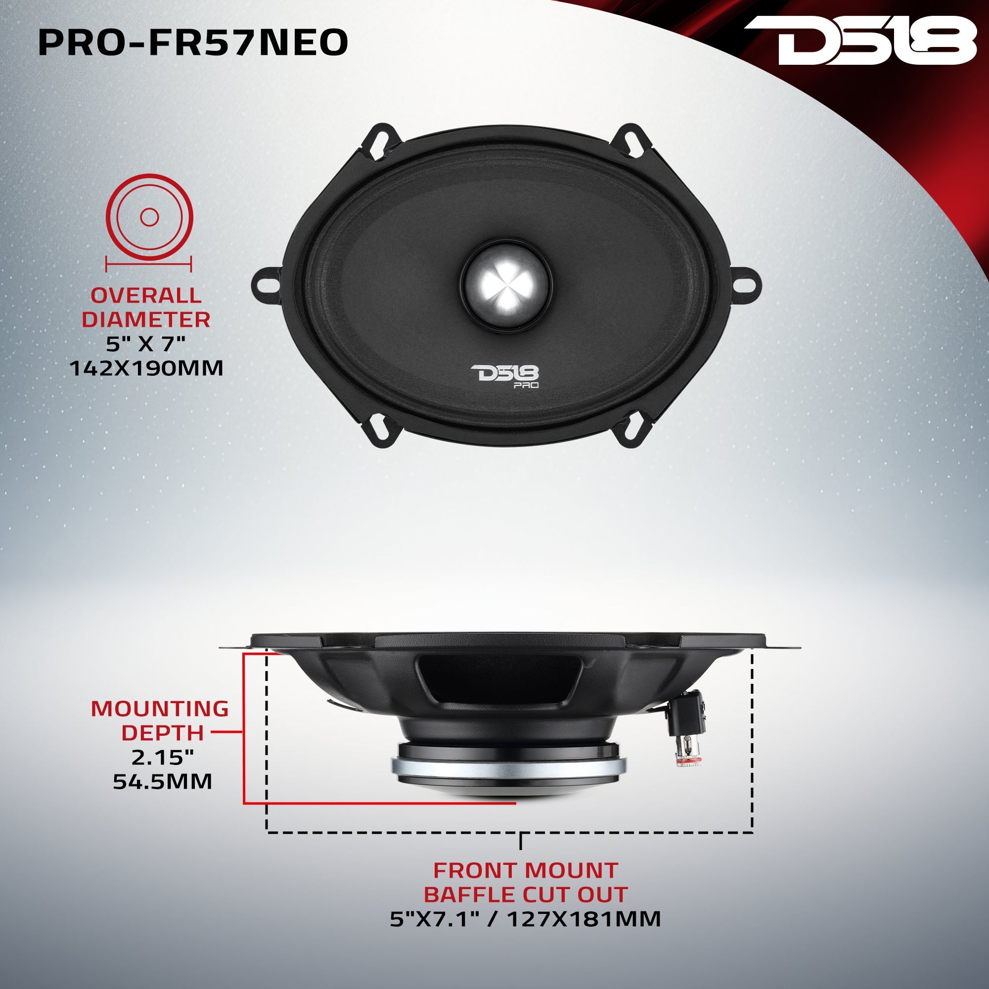 PRO 5x7" Neodymium Full-Range Bullet Loudspeaker 225 Watts Rms 4-Ohm - DS18