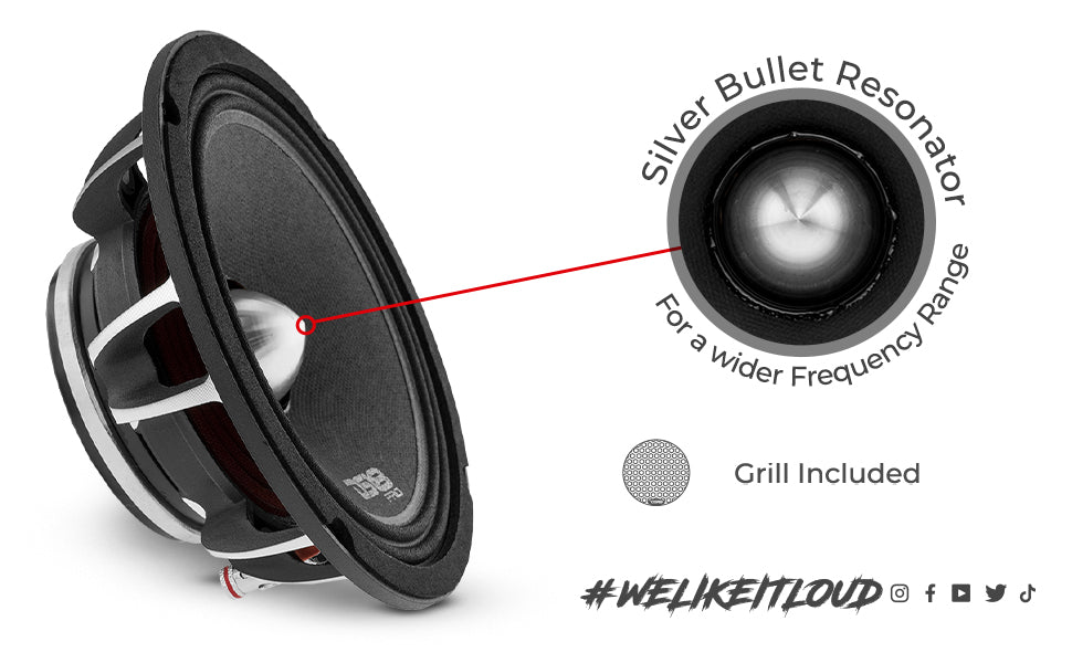 PRO 6.5" Neodymium Full-Range Bullet Loudspeaker 225 Watts Rms 4-Ohm - DS18