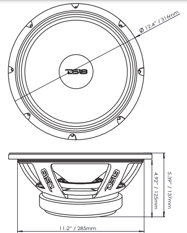 PRO-FU 12" Mid-Range Loudspeaker 600 Watts Rms 4-Ohm - DS18