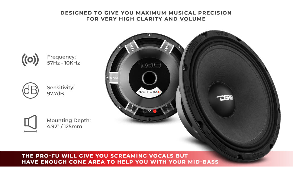 PRO-FU 12" Mid-Range Loudspeaker 600 Watts Rms 8-Ohm - DS18
