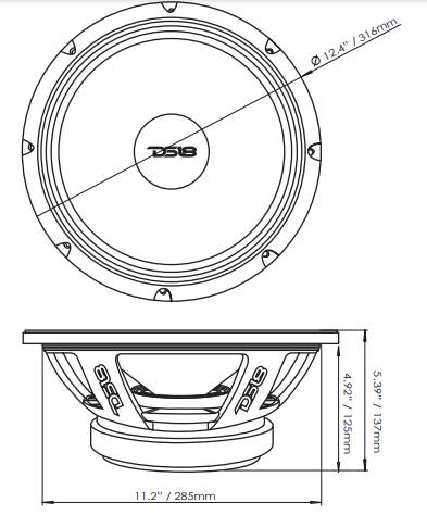 PRO-FU 12" Mid-Range Loudspeaker 600 Watts Rms 8-Ohm - DS18