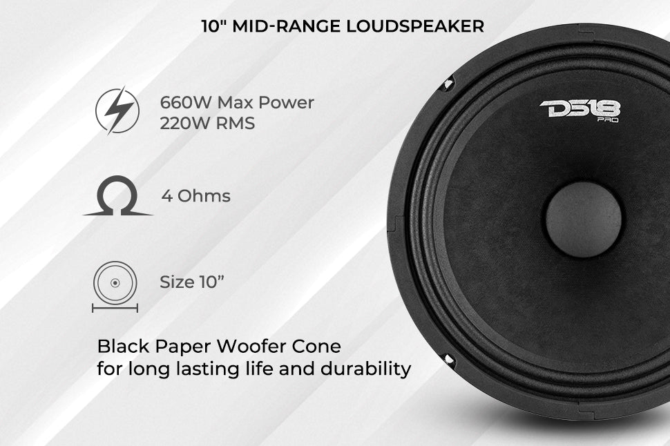 DS18 PRO-GM10.4 10" Mid-Range Loudspeaker 660 Watts 4-Ohm - DS18