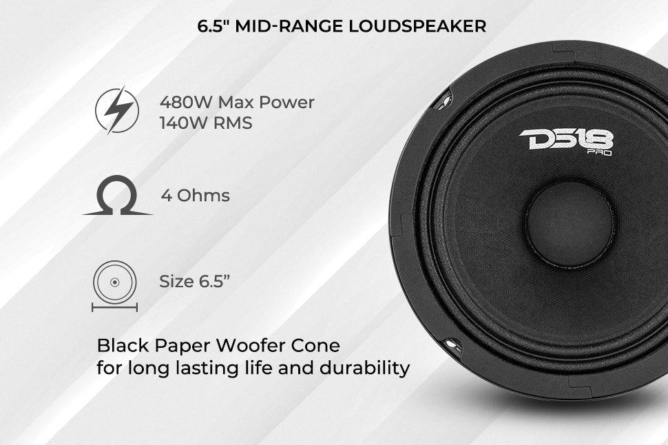 DS18 PRO-GM6.4 6.5" Mid-Range Loudspeaker 480 Watts 4-Ohm - DS18