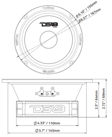 DS18 PRO-GM6SE 6.5" Sealed Back Mid-Range Loudspeaker 480 Watts 8-Ohm - DS18