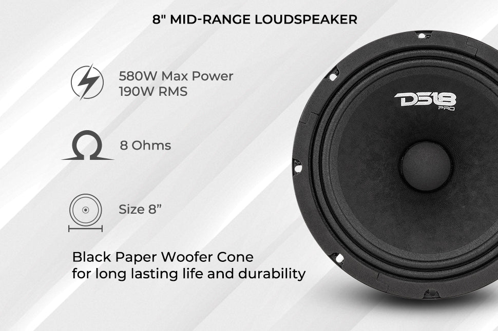 DS18 PRO-GM8 8" Mid-Range Loudspeaker 580 Watts 8-Ohm - DS18