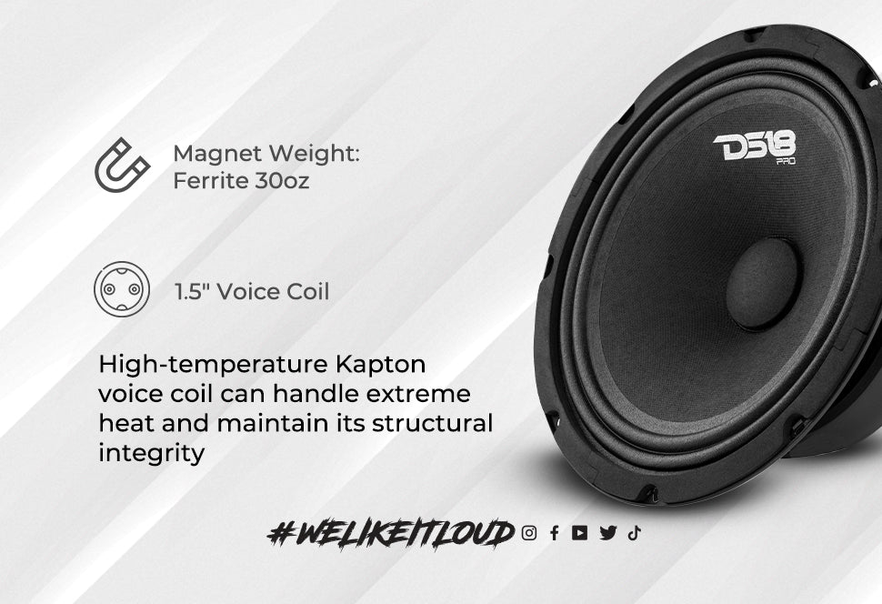 DS18 PRO-GM8 8" Mid-Range Loudspeaker 580 Watts 8-Ohm - DS18