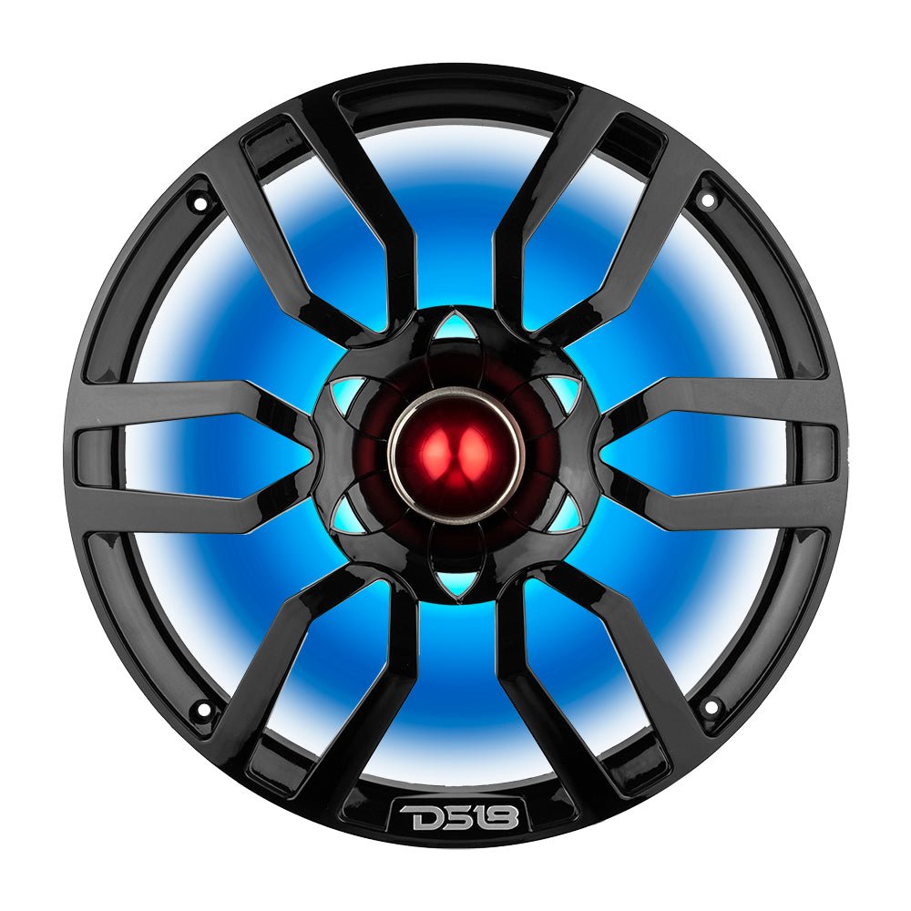 DS18 PRO-GTW10BK 10" Grill with Built-in 1.75" VC Neodymium Bullet Tweeter and RGB Lights 500 Watts Black - DS18