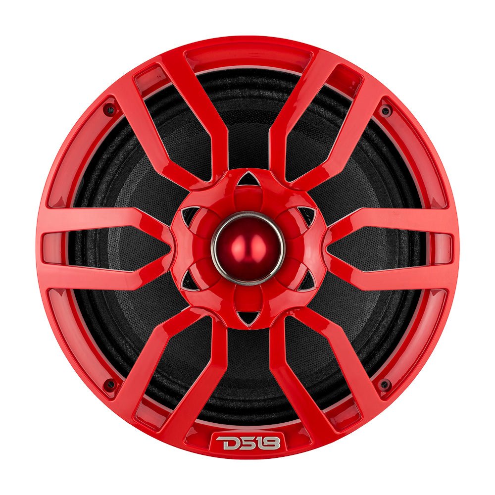 DS18 PRO-GTW10RD 10" Grill with Built-in 1.75" VC Neodymium Bullet Tweeter and RGB Lights 500 Watts Red - DS18