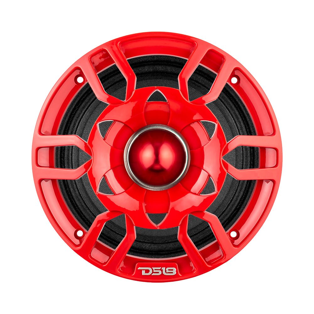 DS18 PRO-GTW6RD 6.5" Grill with Built-in 1.75" VC Neodymium Bullet Tweeter and RGB Lights 500 Watts Red(EACH) - DS18