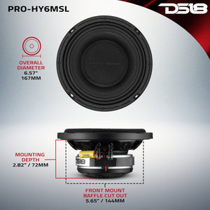 PRO 6.5" Shallow Coaxial Hybrid Mid-Range Loudspeaker with Built-in Driver | 150W RMS 8-Ohm - DS18