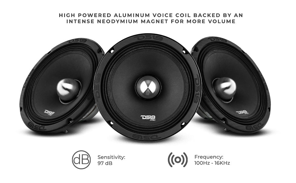 PRO 8" Neodymium Mid-Range Bullet Loudspeaker 300 Watts Rms 4-Ohm - DS18