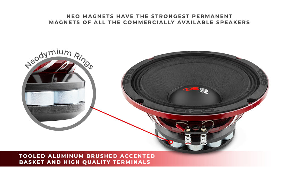 PRO 8" Neodymium Mid-Range Loudspeaker 400 Watts Rms 4-Ohm - DS18