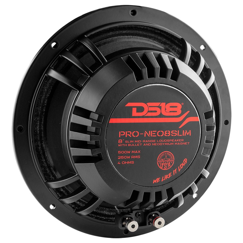 PRO 8" Slim Neodymium Mid-Range Loudspeaker with Bullet | 500W 4-Ohm - DS18