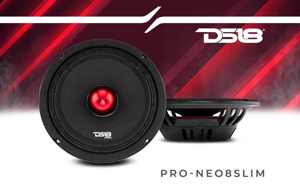 PRO 8" Slim Neodymium Mid-Range Loudspeaker with Bullet | 500W 4-Ohm - DS18