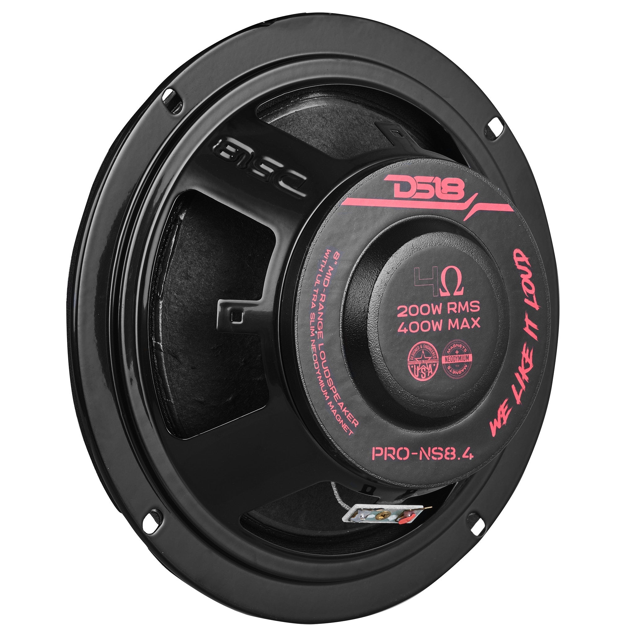 PRO 8" Shallow Neodymium Full-Range Loudspeaker 200 Watts Rms 4-Ohm - DS18