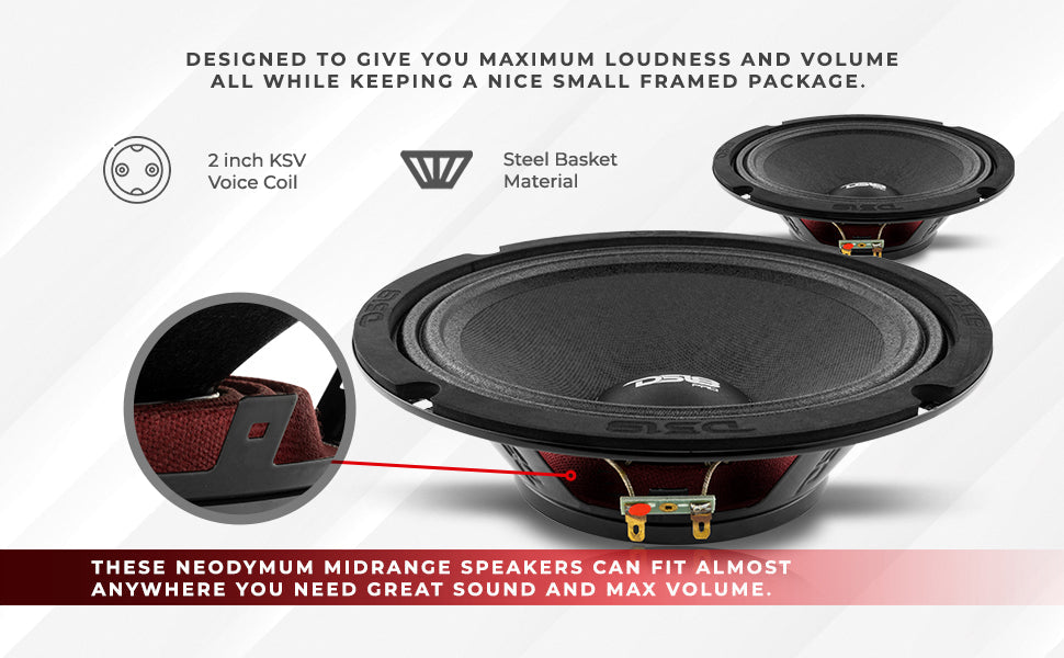 PRO 8" Shallow Neodymium Full-Range Loudspeaker 200 Watts Rms 4-Ohm - DS18