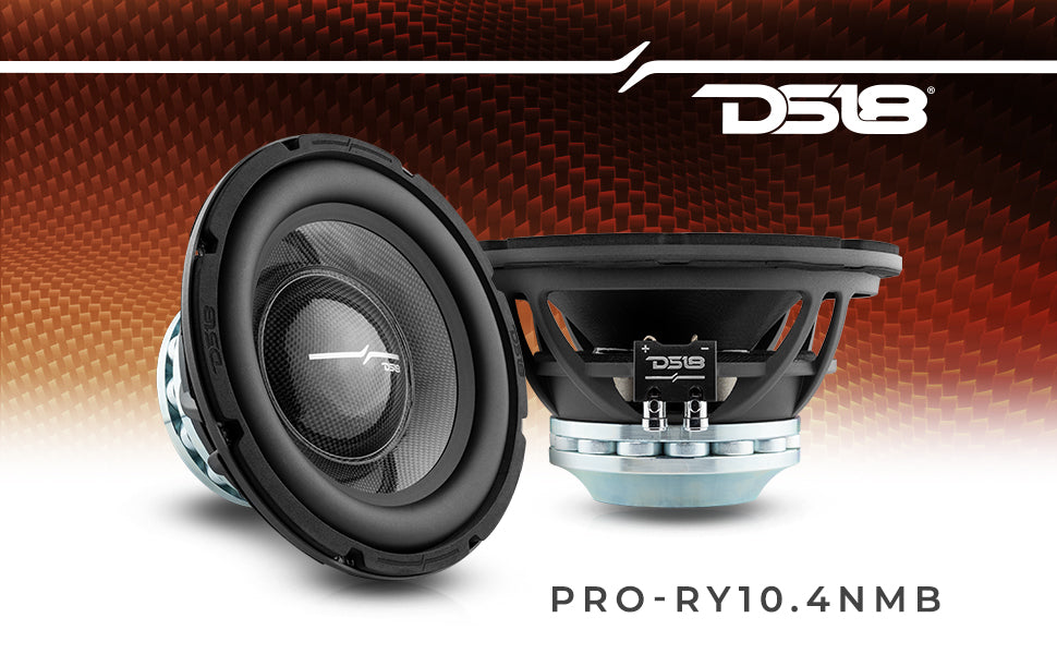 PRO 10" Neodymium Water resistant Carbon Fiber Cone Mid-Bass Woofer 450 Watts Rms 4-Ohm - DS18