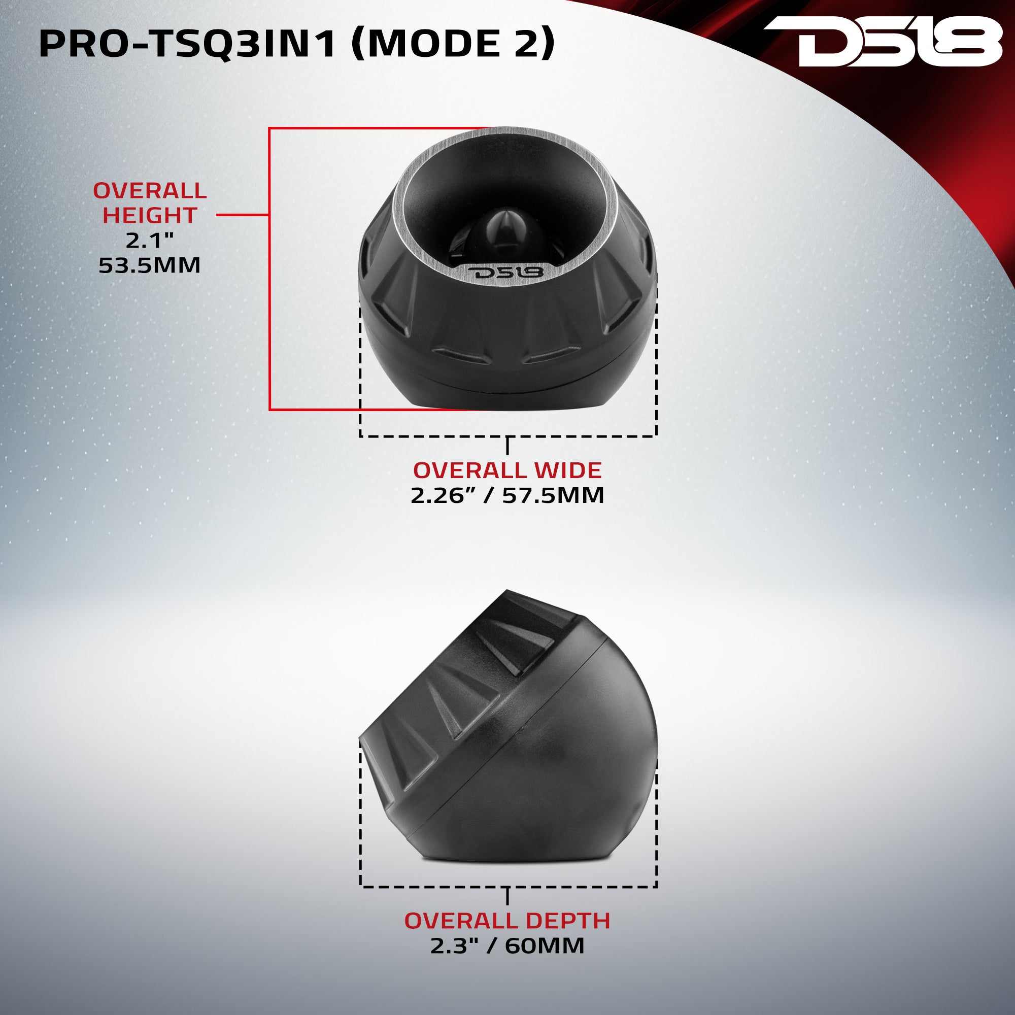 3" Surface/Flush/Angle High Compression Neodymium Super Bullet Tweeter 100 Watts 1" Aluminum 4-Ohm Vc - DS18