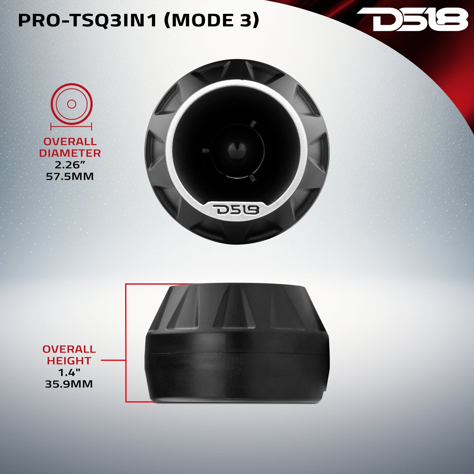 3" Surface/Flush/Angle High Compression Neodymium Super Bullet Tweeter 100 Watts 1" Aluminum 4-Ohm Vc - DS18