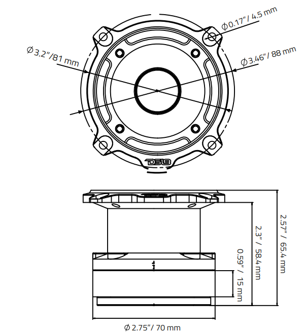 3” PRO Aluminum Super Bullet Tweeter – 240 Watts with Built in Crossover - Silver - DS18