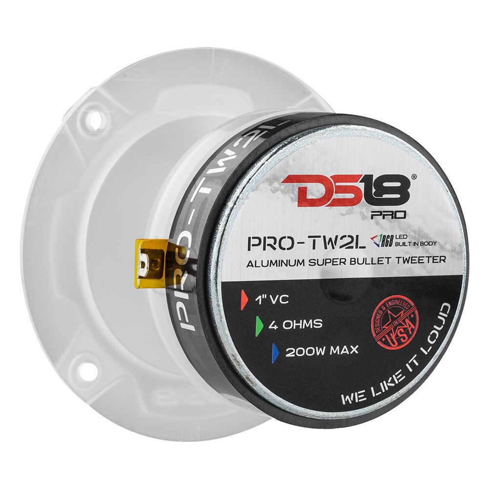 3.8" Super Bullet Tweeter 120 Watts 1" Aluminum 4-Ohm Vc with RGB LED Lights - DS18