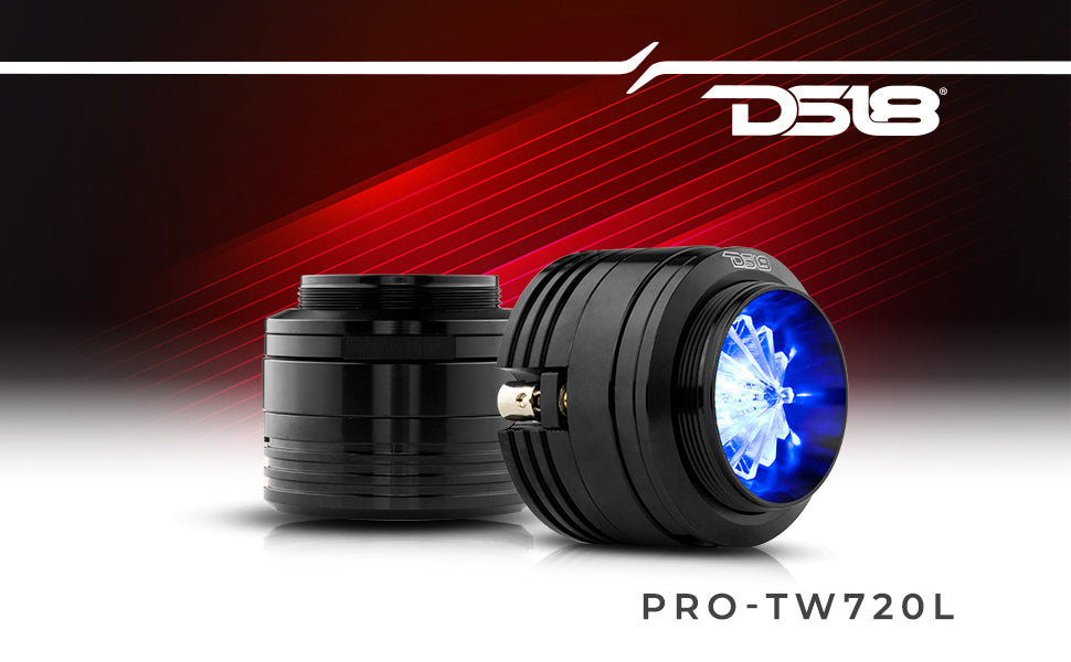 1.6" Shallow High Compression Neodymium Super Bullet Tweeter 140 Watts 1" Polyether Ether Ketone 4-Ohm Vc With RGB LED Lights