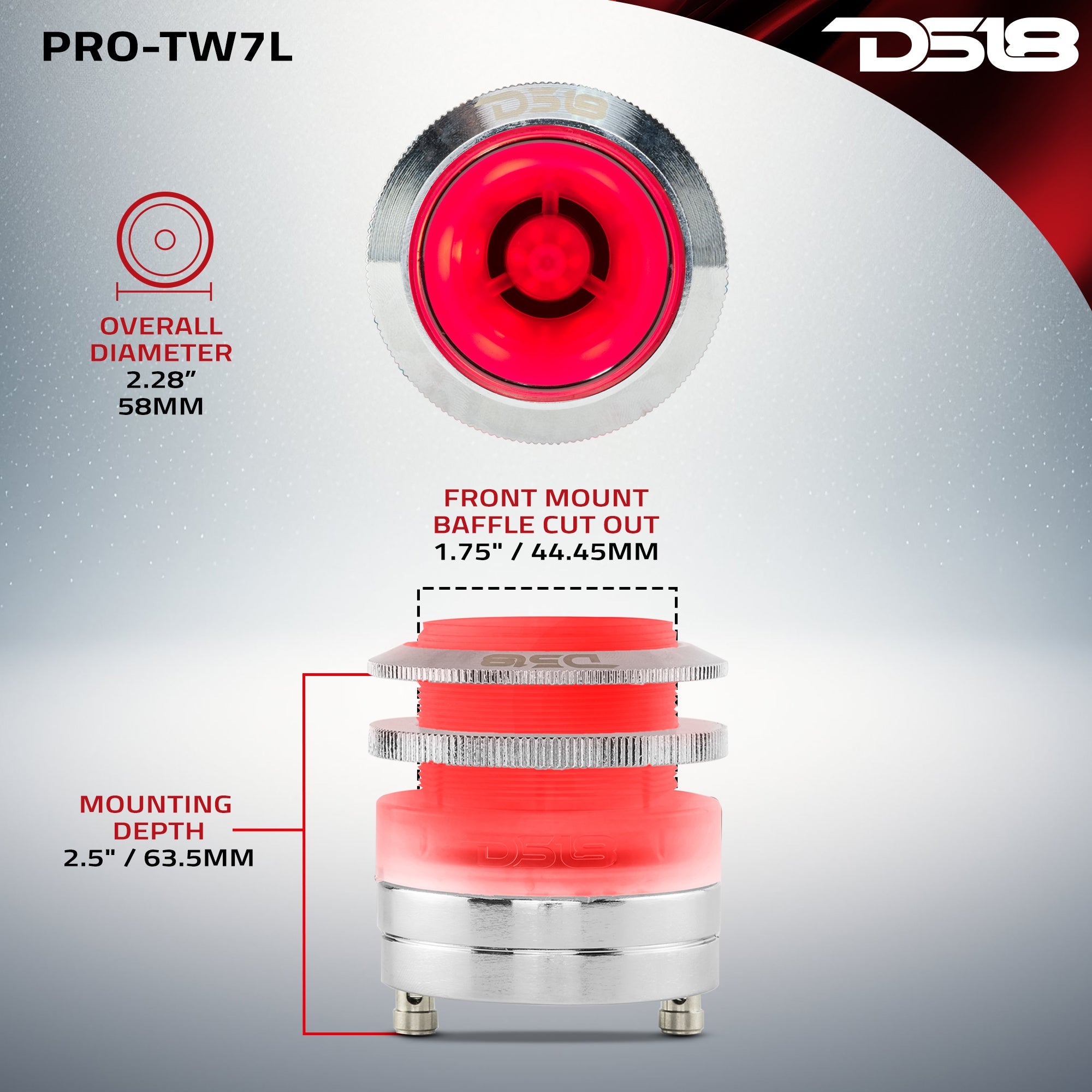 2.3" Neodymium Super Bullet Tweeter 1" Titanium Voice Coil with RGB LED Lights - DS18