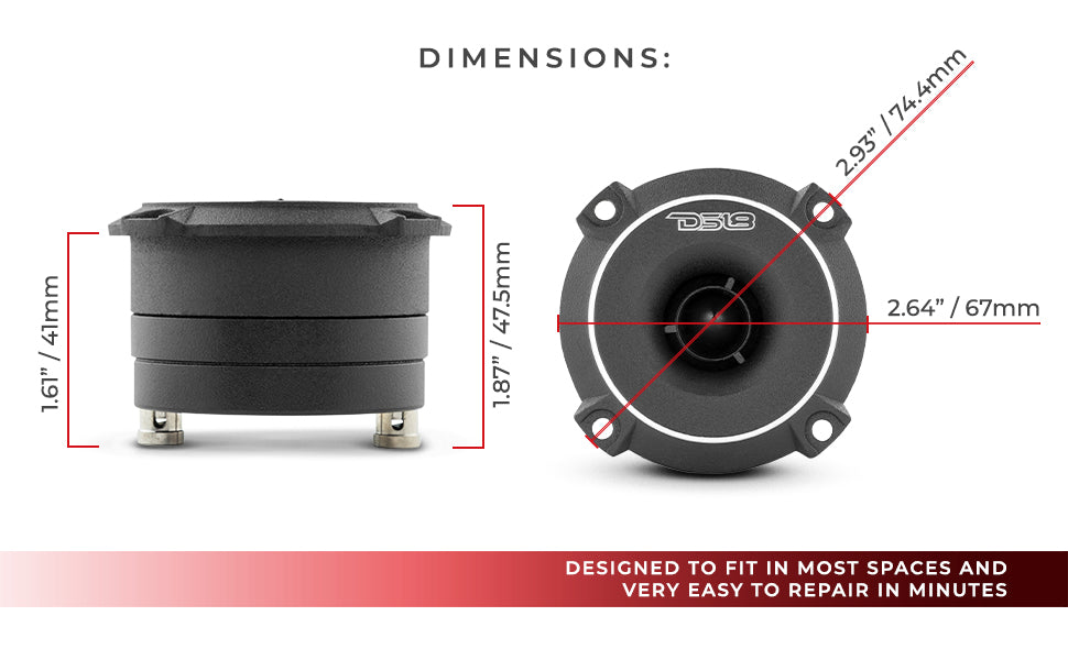 3" High Compression Neodymium Slim Super Bullet Tweeter 120 Watts 1" Titanium 4-Ohm Vc - DS18